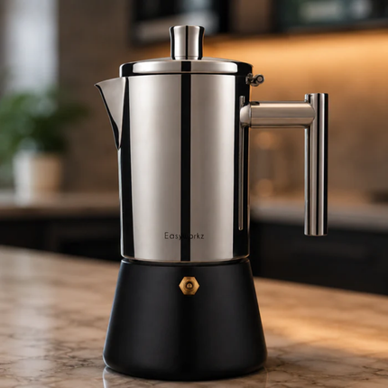 Italian Moka Pot | Premium Stainless Steel Espresso Maker with Heat-Resistant Handle | Versatile Brewing for Authentic Flavor 4