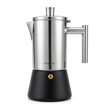 Italian Moka Pot | Premium Stainless Steel Espresso Maker with Heat-Resistant Handle | Versatile Brewing for Authentic Flavor 7