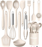 Ivory Silicone Kitchen Utensil Set | Non-Stick & Heat-Resistant | Ergonomic Design for Effortless Cooking 0