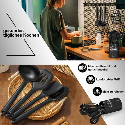 Ivory Silicone Kitchen Utensil Set | Non-Stick & Heat-Resistant | Ergonomic Design for Effortless Cooking 6