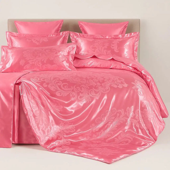 Bedding Set 4 Piece, Jacquard Floral Duvet Cover Set with Bed Sheet and Pillowcases, Luxury Bedding Set_00