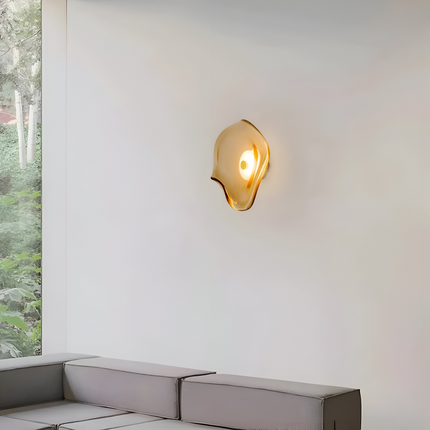 Japandi Curved Glass Wall Sconce | LED Lighting with Two-Way Illumination for Modern Interiors 2