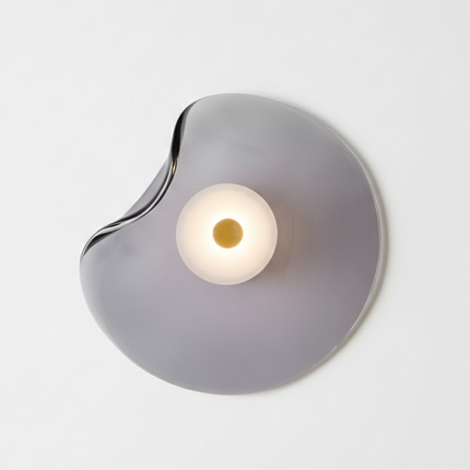 Japandi Curved Glass Wall Sconce | LED Lighting with Two-Way Illumination for Modern Interiors 4