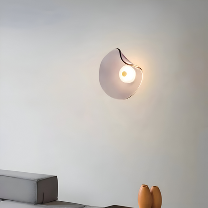 Japandi Curved Glass Wall Sconce | LED Lighting with Two-Way Illumination for Modern Interiors 5