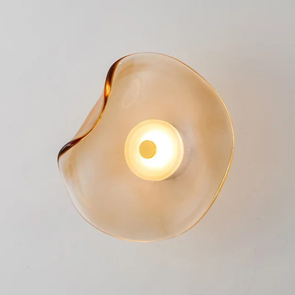 Japandi Curved Glass Wall Sconce | LED Lighting with Two-Way Illumination for Modern Interiors 7
