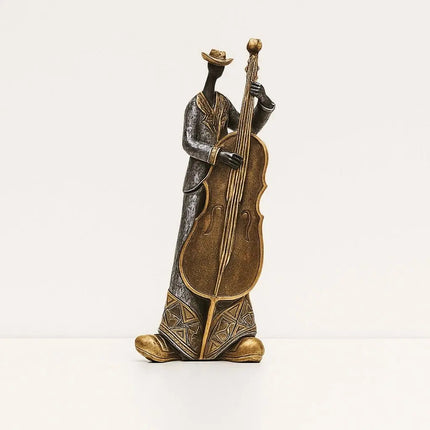 Jazz Musician Figurine Sculpture, Hand Painted Resin Statue for Bookshelf Decor