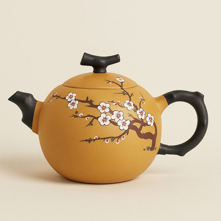 Yixing Clay Teapot, Purple Clay Teapot with Plum Blossom Relief, Chinese Tea Pot for Gongfu Tea, Gift for Tea Lovers