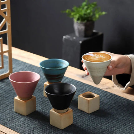 Espresso Cups with Holder, Handmade Ceramic Espresso Cup
