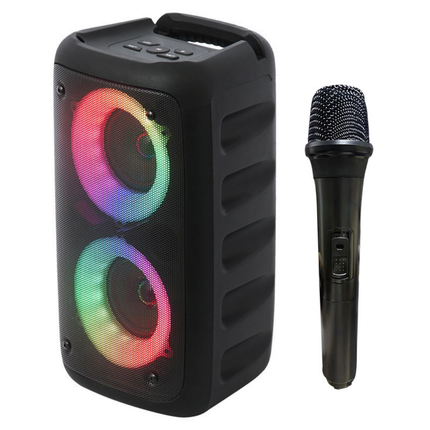 Karaoke Party | Bluetooth Portable Speaker with Dual Microphones | Colorful LED Lights for Fun Singing Sessions 3