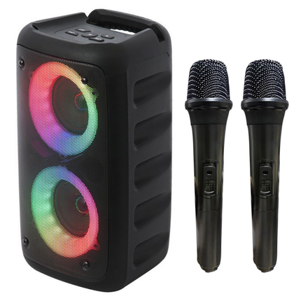 Karaoke Party | Bluetooth Portable Speaker with Dual Microphones | Colorful LED Lights for Fun Singing Sessions 4