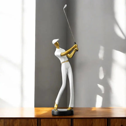 Golf Sculpture with Gold Accents, Golfer Statue for Office Decor – image 4