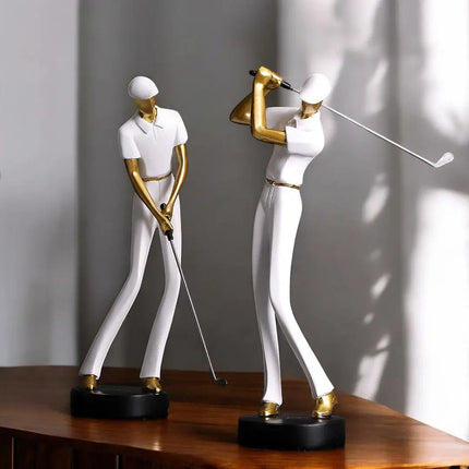 Golf Sculpture with Gold Accents, Golfer Statue – image 6
