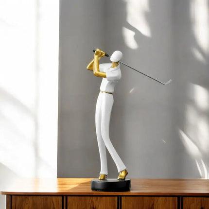 Golf Sculpture with Gold Accents, Modern Sculpture for Desk Decor and Shelf Decor