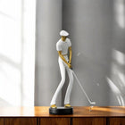 Golf Sculpture with Gold Accents, Golfer Statue for Office Decor