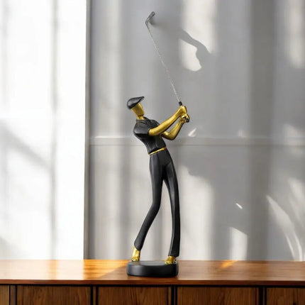 Golf Sculpture with Gold Accents, Golfer Statue for Office Decor – image 12