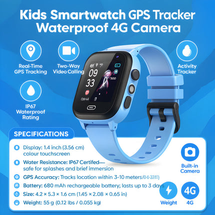 Kids Smartwatch | 4G GPS Tracker with Camera & Waterproof Design | Real-Time Location for Active Adventures 3
