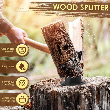 KindlePro | Carbon Steel Log Splitter with Portable Cloth Bag | Effortless Firewood Preparation 4