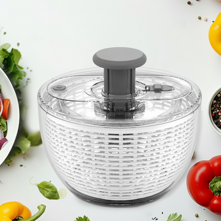 Kitchen Essentials | Manual Pump Salad Spinner with Non-Slip Base | Efficient Vegetable Dryer for Fresh Meals 0