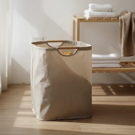 Laundry Basket, Collapsible Laundry Basket in Cotton Linen, Foldable Clothes Basket for Toys and Storage