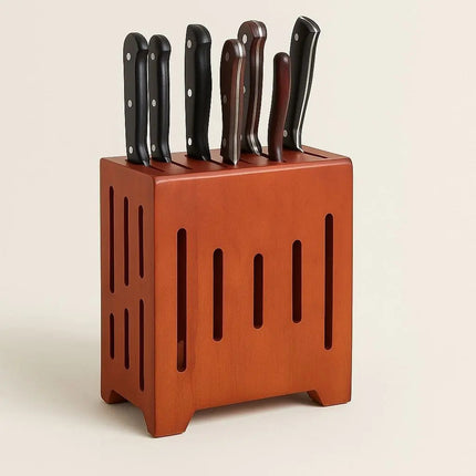 Wooden Knife Block without Knives, Wall Mount Knife Holder