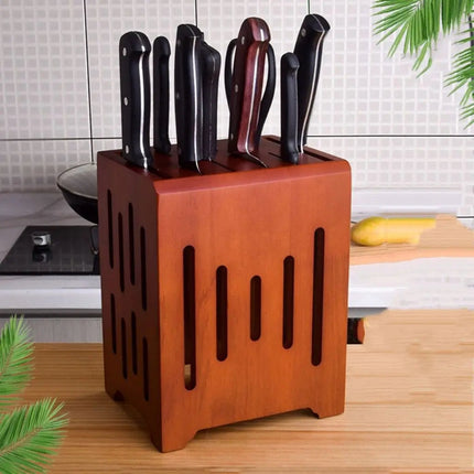 Wooden Knife Block without Knives, Kitchen Utensil Holder