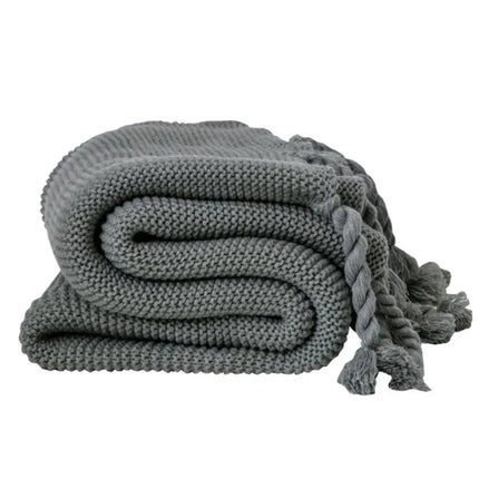 Throw Blankets, Knit Cotton Blanket with Twisted Tassels, Soft Blanket for Couch and Bed in Cooler Seasons – image 9