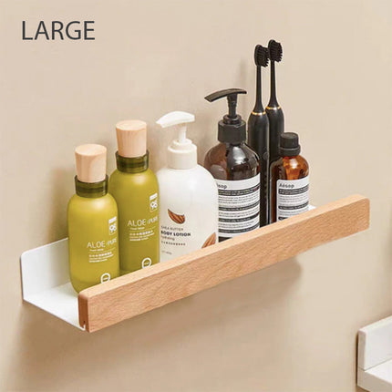 Wooden Shelves with Aluminum Frame, Bathroom Storage Shelf – image 8