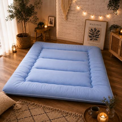 Japanese Floor Bed, 4 Inch Thick Futon Mattress, Foldable Tatami Sleeping Pad, Roll Up Floor Bed for Adults & Kids