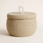 Woven Storage Basket, Small Basket with Handle for Essentials, Round Weave Basket for Home Decor