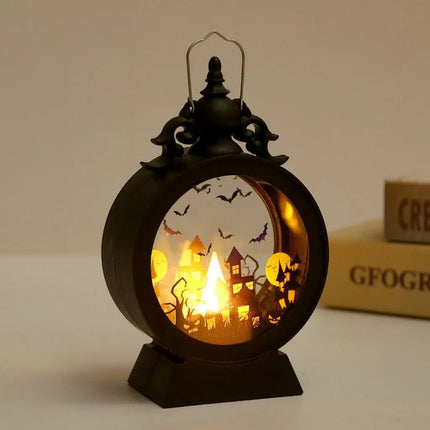 Halloween Lanterns, Retro LED Lantern Light with Pumpkin and Witch Cutouts – image 4