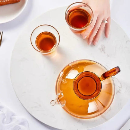 Glass Tea Set with Infuser, Tea Cup Set of 2 Glass Teacups