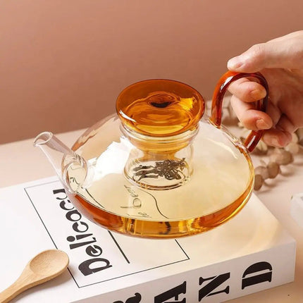 Heat Resistant Glass Teapot with Removable Infuser, Tea Cup Set of 2 Glass Teacups – image 6