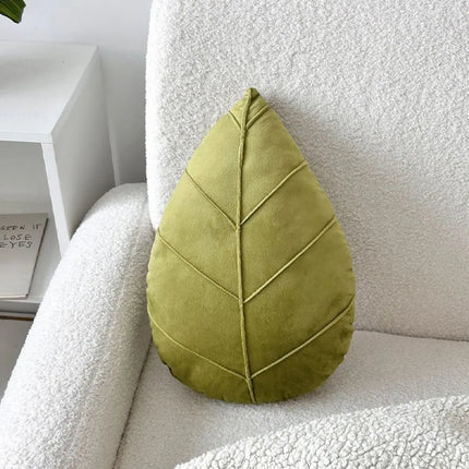 Leaf Throw Pillows, Green Decorative Pillow with Leaf Vein Detail – image 4