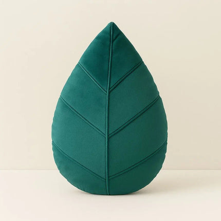 Leaf Throw Pillows, Green Decorative Pillow with Leaf Vein Detail, Leaf Shaped Cushion for Couch and Bedroom Decor