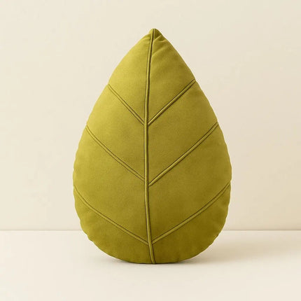 Leaf Throw Pillows, Green Decorative Pillow with Leaf Vein Detail