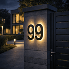 Modern House Numbers with LED Light, Illuminated House Number Sign for Outdoor, Backlit Address Sign in Stainless Steel