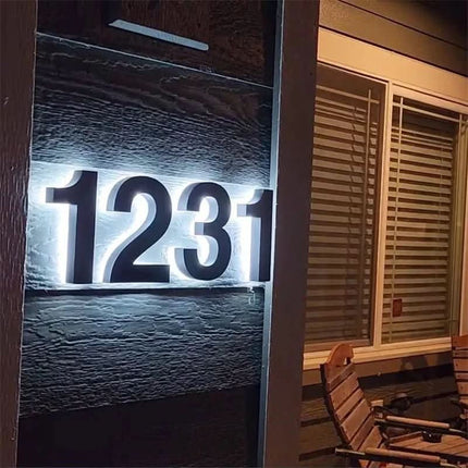 Modern House Numbers with LED Light, Backlit Address Sign in Stainless Steel – image 7