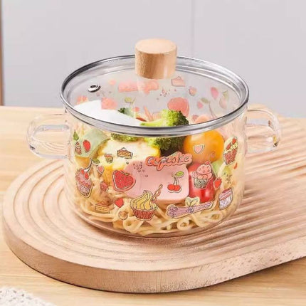 Glass Soup Pot with Lid, Cute Cupcake Glass Cookware with Double Handles – image 5