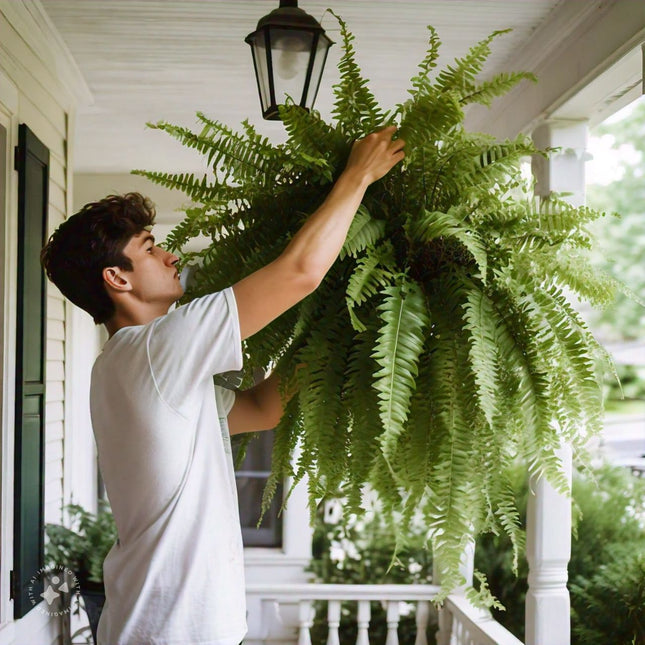 Lifelike Artificial Boston Fern | UV Resistant Faux Plants for Maintenance-Free Outdoor Décor 0