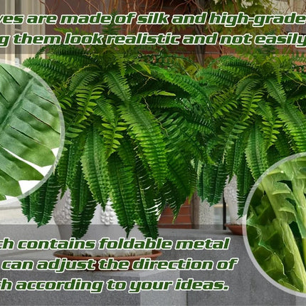 Lifelike Artificial Boston Fern | UV Resistant Faux Plants for Maintenance-Free Outdoor Décor 7