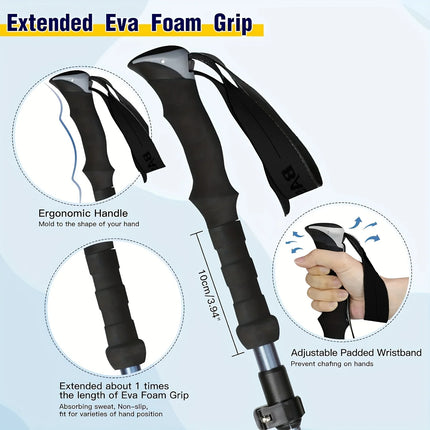 Lightweight Carbon Fiber Trekking Poles with Quick-Lock System | Adjustable Hiking Sticks for Comfort and Stability 1