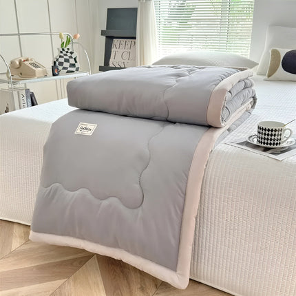 Lightweight Cooling Blanket | Ultra-Soft Polyester with Stylish Gray Trim | Perfect for Home, Travel & Camping 0