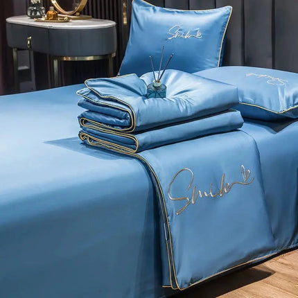 Lightweight Summer Quilt Set | 100% Washed Silk with Elegant Embroidered Design | Comfortable Cooling for Warm Nights 2