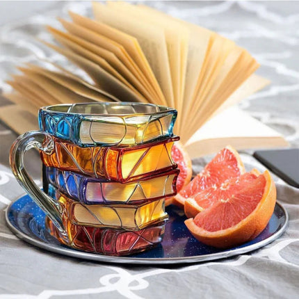 Literary Charm | 3D Book Spine Glass Coffee Mug with Durable Design | Unique Gift for Book Lovers 2