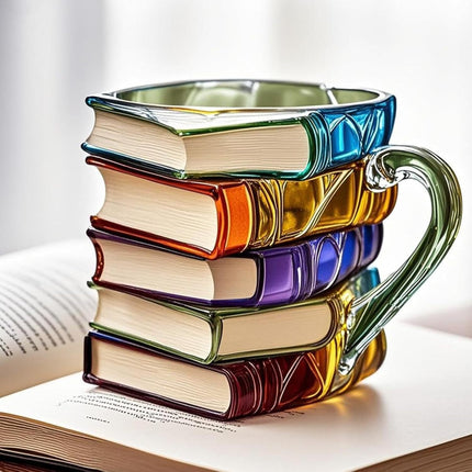 Literary Charm | 3D Book Spine Glass Coffee Mug with Durable Design | Unique Gift for Book Lovers 7