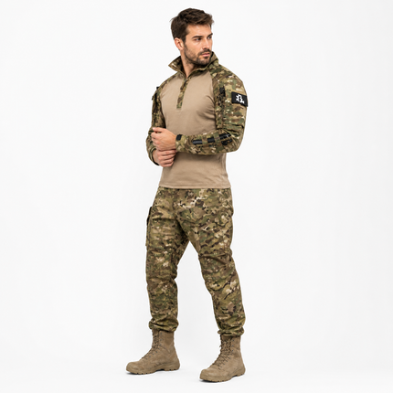 Mens Two Piece Set, Tactical Outfit with Water Repellent Zip Up Top and Pants