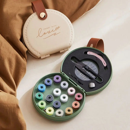 Portable Sewing Kit, Travel Sewing Kit with Faux Leather Case