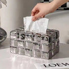 Tissue Box Holder, Acrylic Tissue Box Cover with Puffy Cube Design, Living Room Decor and Table Decor