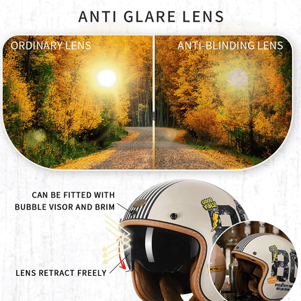 LumaGuard | Motorcycle Helmet with Lightweight ABS Shell | Retro Open Face Design for Stylish, Comfortable Riding 8