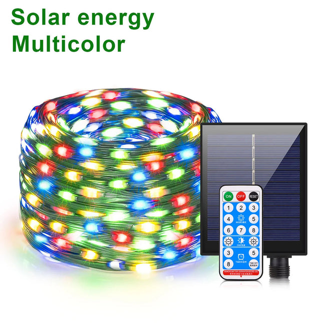 LumiSol ProLine | Solar String Lights 100M with Ultra-Bright LEDs | 8 Modes & Remote Control for Year-Round Outdoor Use 0